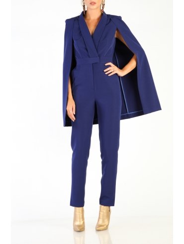 POESSE TAILORED CAPE V-NECKLINE JUMPSUIT
