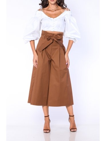 POESSE PANTALONI CULOTTES CU TALIE INALTA PAPER BAG