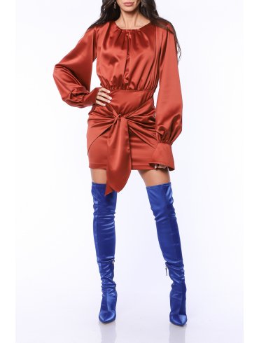 TGH ROCHIE MINI DIN SATIN TRENDSETTING CU ESARFA IN TALIE 