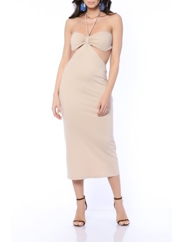 TGH ROCHIE MIDI CU DECUPAJE SI TOP SIRENA