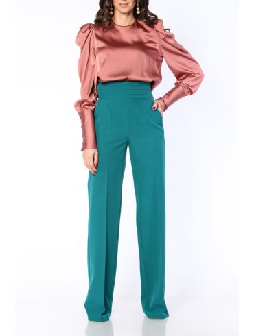 TGH TUXEDO STYLE PLEATED WAIST WIDE-LEG PANTS