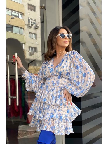 TGH ROCHIE MINI GRACE CU PRINT FLORAL SI VOLANE