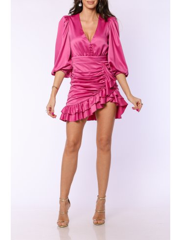 TGH ROCHIE MINI DIN SATIN CU VOLANE ASIMTERICE