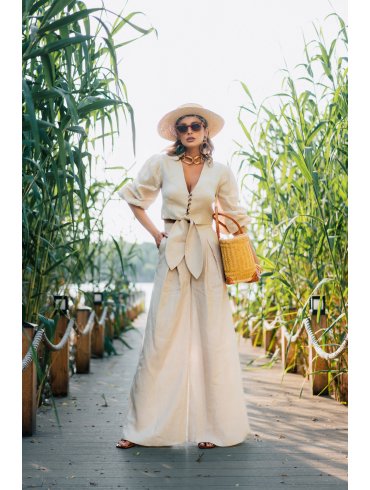 TGH LINO PANTALONI PALAZZO CU TALIE INALTA