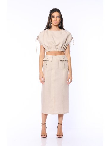 TGH LINO CROP TOP CU DRAPAJE