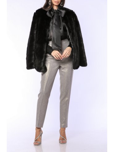 TGH RETRO OPEN FRONT FAUX FUR SHORT COAT