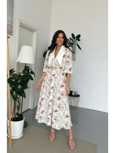 TGH LINO ROCHIE MIDI FLORAL GARDEN DREAM CU GULER ASCUTIT