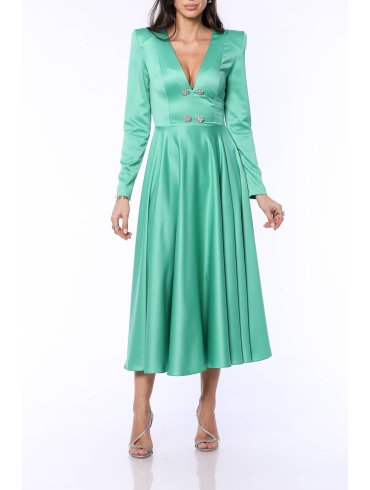 TGH ROCHIE MIDI SOPHISTICATION DIN SATIN CU NASTURI BIJUTERIE