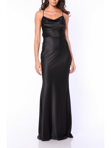 TGH ROCHIE MAXI DIN SATIN COCKTAIL CU SPATE GOL