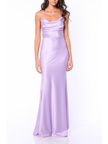 TGH ROCHIE MAXI DIN SATIN COCKTAIL CU SPATE GOL