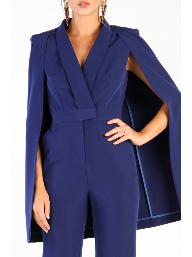 POESSE TAILORED CAPE V-NECKLINE JUMPSUIT