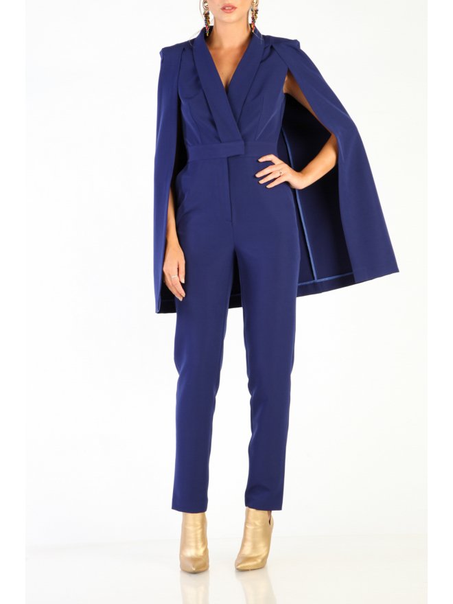 POESSE TAILORED CAPE V-NECKLINE JUMPSUIT
