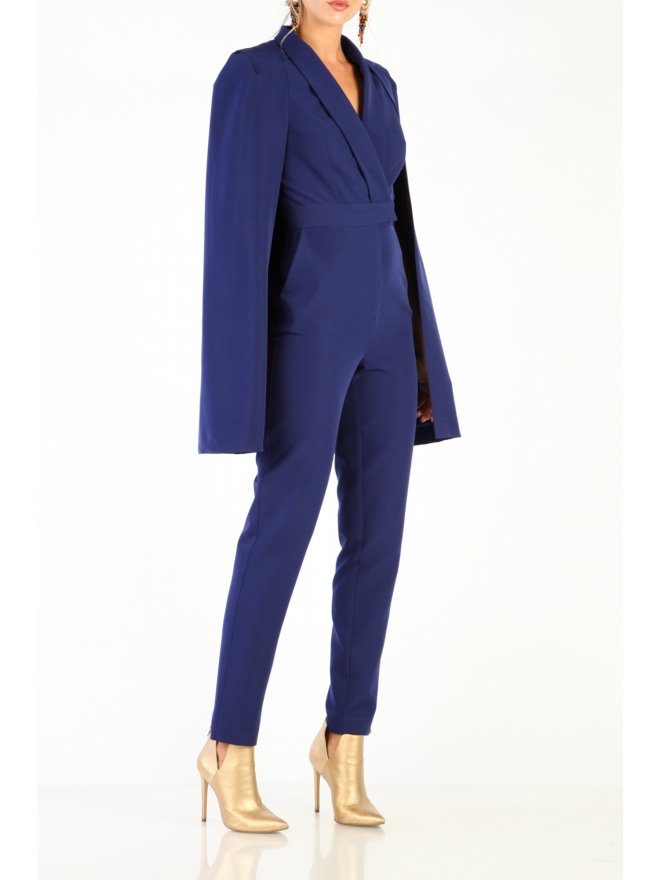 POESSE TAILORED CAPE V-NECKLINE JUMPSUIT