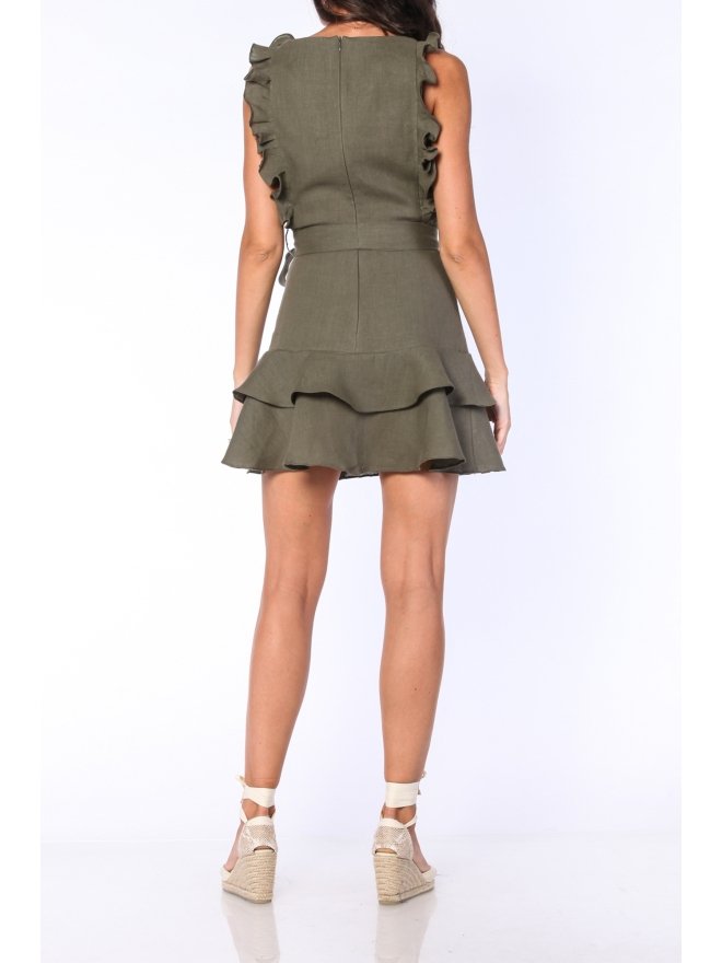 CARLA PURO LINO ROCHIE MINI CU VOLANE STIL PARTE PESTE PARTE