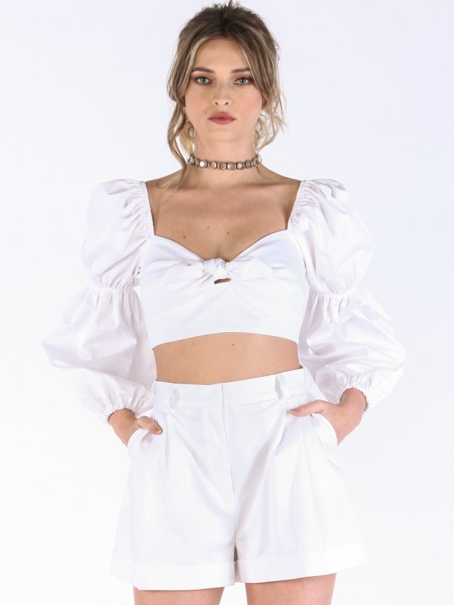 MARMURI CROP TOP CU MANECI BUFANTE