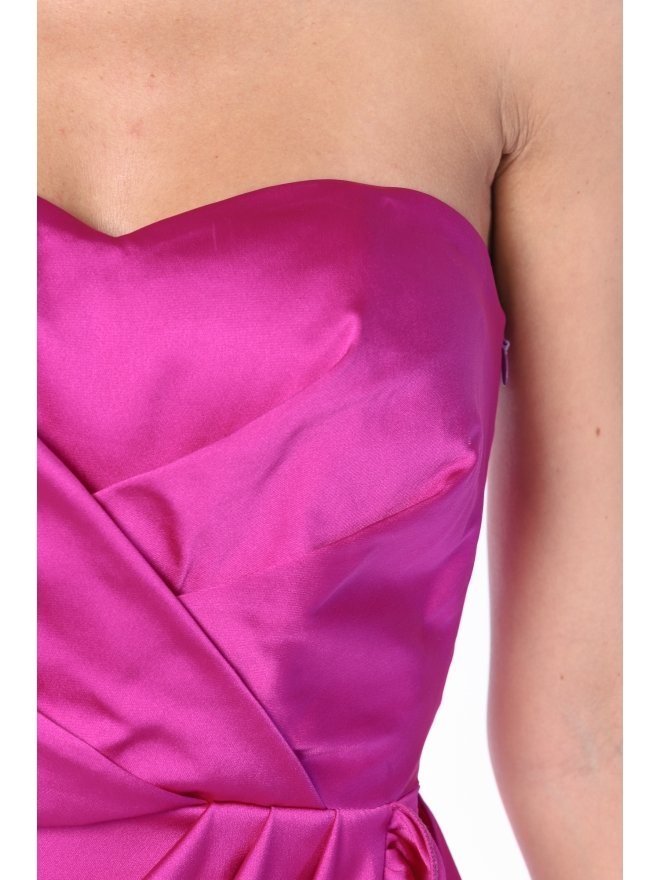 MARMURI ROCHIE MIDI ASIMETRICA DIN SATIN CU CORSET SI VOLANE