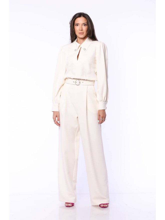 TGH SALOPETA PALAZZO CU MANECI LUNGI SI DETALII BIJUTERIE