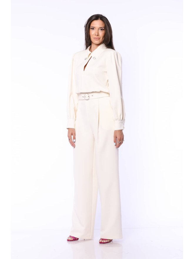 TGH SALOPETA PALAZZO CU MANECI LUNGI SI DETALII BIJUTERIE