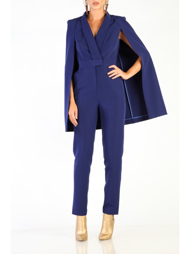 POESSE TAILORED CAPE V-NECKLINE JUMPSUIT