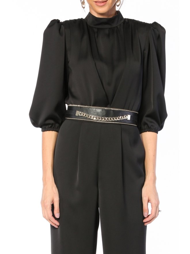 TGH GLAM SALOPETA VICTORIANA DIN SATIN CU PANTALONI LARGI