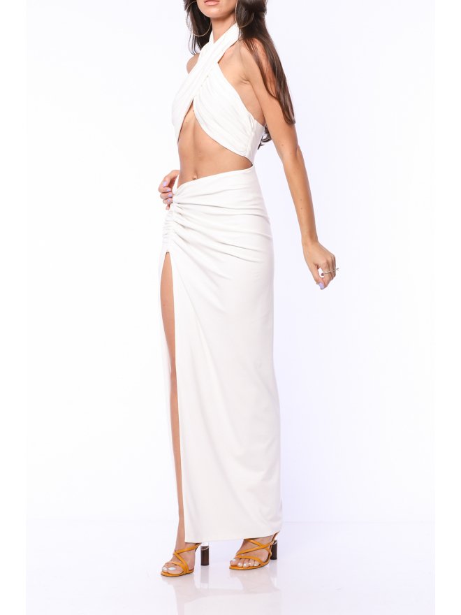 TGH ROCHIE MAXI CU SLIT LATERAL SI CROP TOP CRISS-CROSS