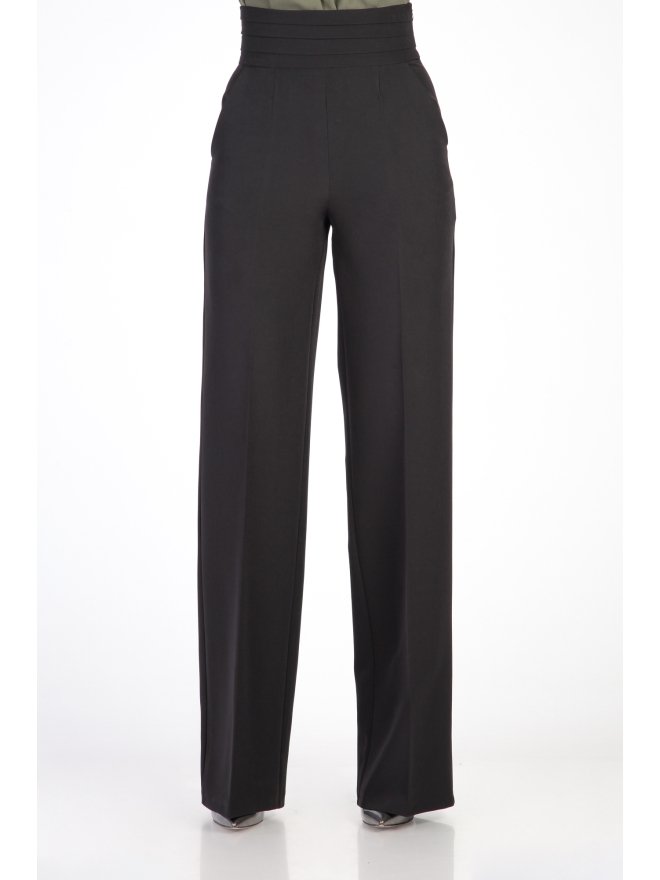 TGH PANTALONI LARGI TUXEDO STYLE CU TALIE PLISATA