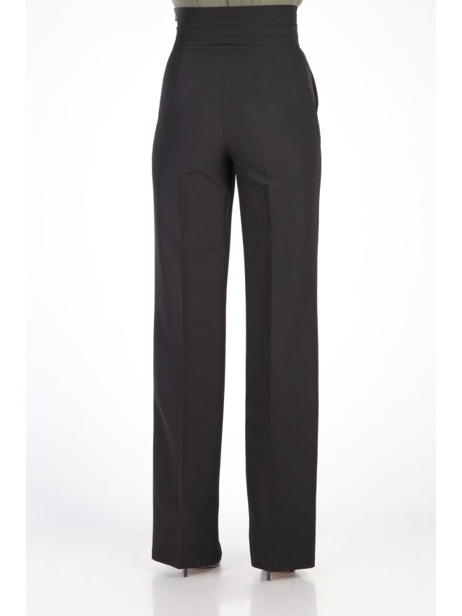 TGH PANTALONI LARGI TUXEDO STYLE CU TALIE PLISATA