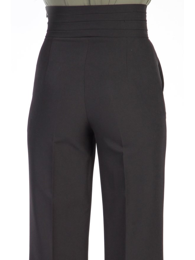 TGH PANTALONI LARGI TUXEDO STYLE CU TALIE PLISATA