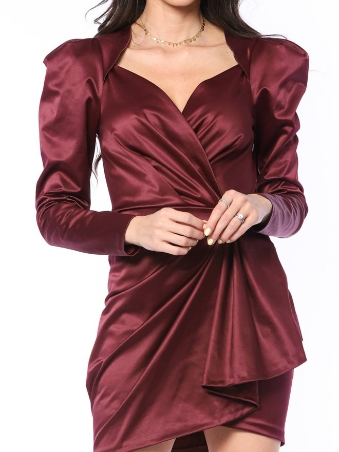 TGH ROCHIE MINI ASIMETRICA DIN SATIN CU UMERI INALTI