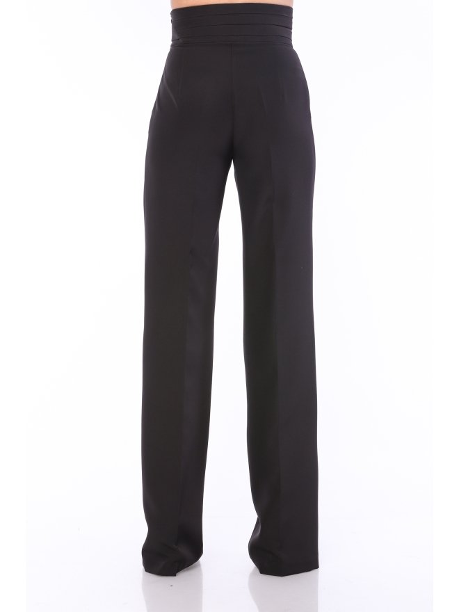 TGH TUXEDO STYLE PLEATED WAIST WIDE-LEG PANTS