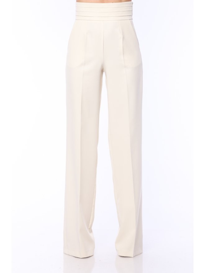 TGH TUXEDO STYLE PLEATED WAIST WIDE-LEG PANTS