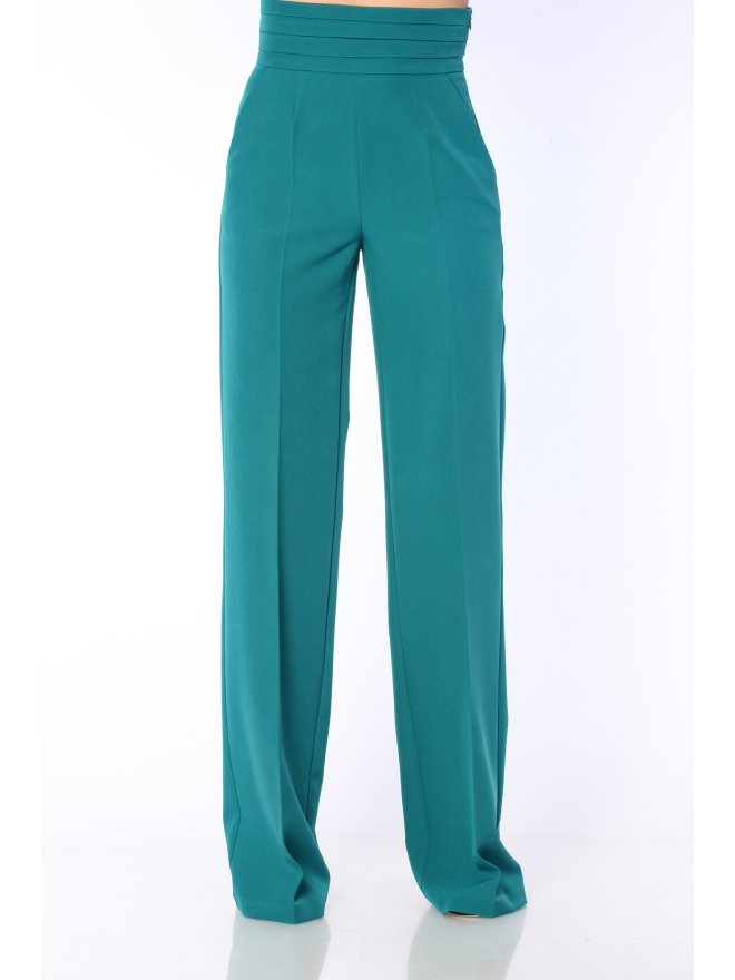 TGH TUXEDO STYLE PLEATED WAIST WIDE-LEG PANTS