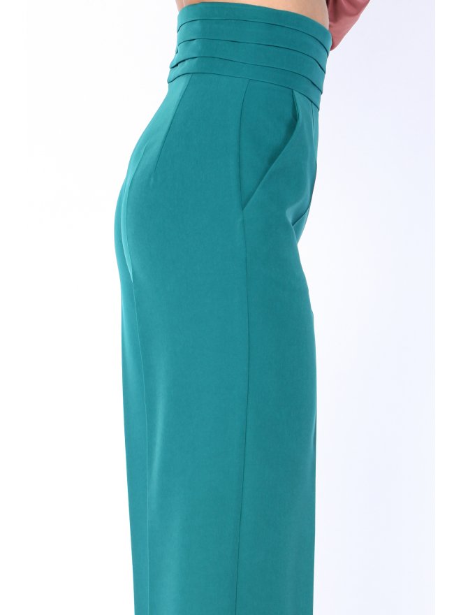 TGH TUXEDO STYLE PLEATED WAIST WIDE-LEG PANTS