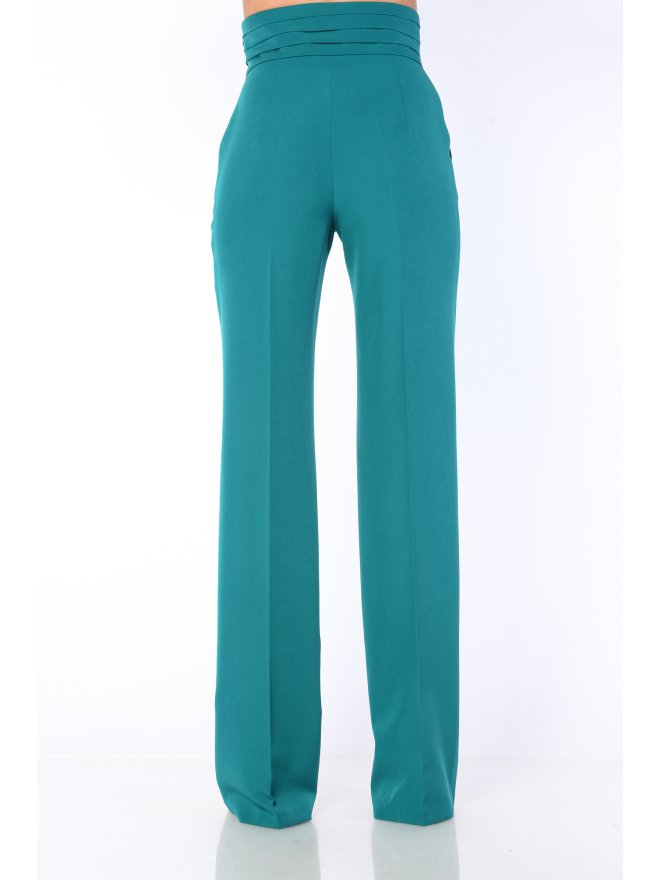 TGH TUXEDO STYLE PLEATED WAIST WIDE-LEG PANTS