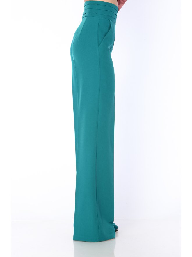 TGH TUXEDO STYLE PLEATED WAIST WIDE-LEG PANTS