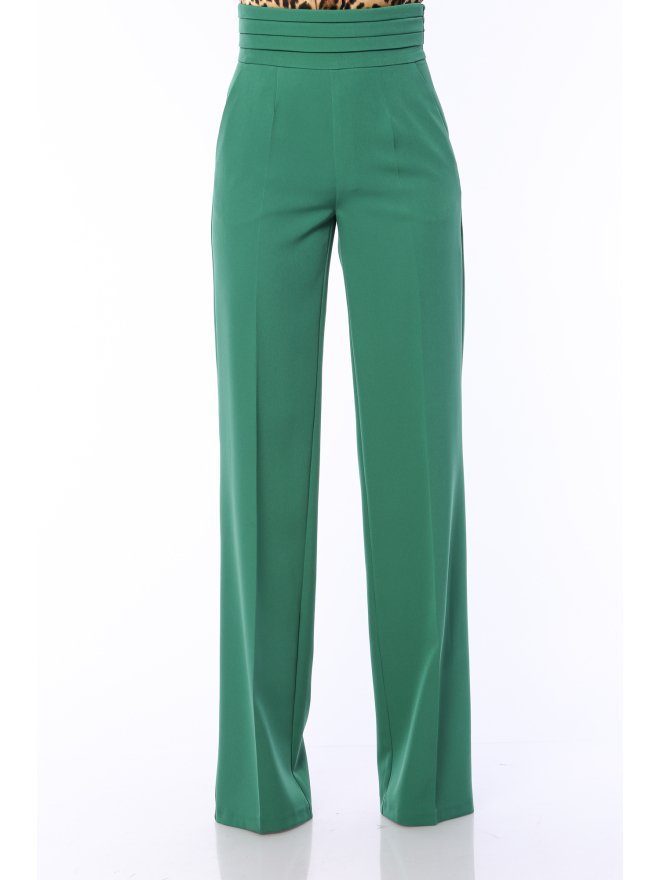 TGH TUXEDO STYLE PLEATED WAIST WIDE-LEG PANTS