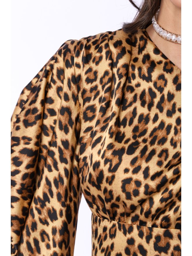 TGH SALOPETA ANIMAL PRINT CU O MANECA SI PANTALON PALAZZO