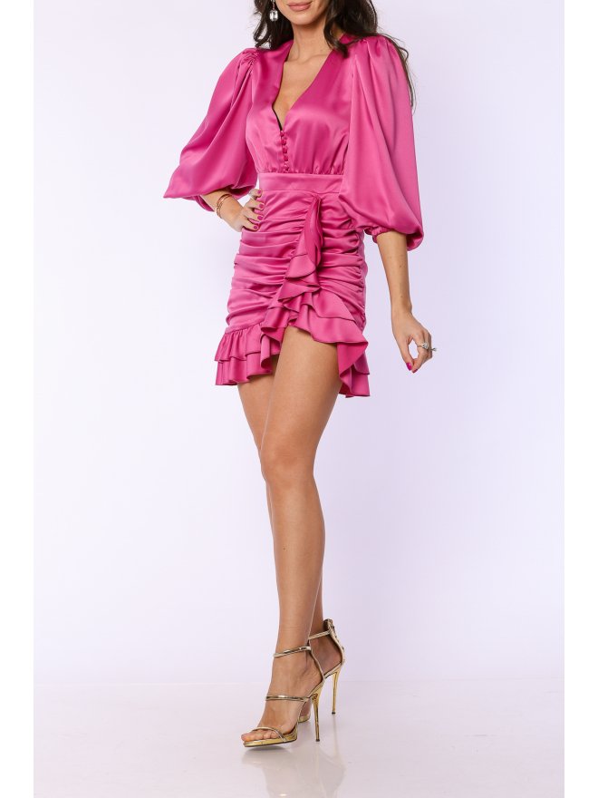 TGH ROCHIE MINI DIN SATIN CU VOLANE ASIMTERICE