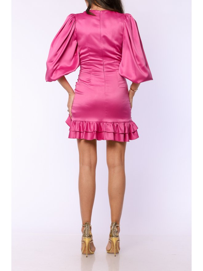 TGH ROCHIE MINI DIN SATIN CU VOLANE ASIMTERICE