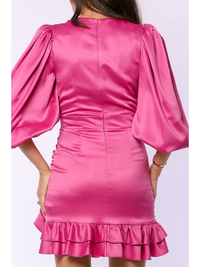 TGH ROCHIE MINI DIN SATIN CU VOLANE ASIMTERICE