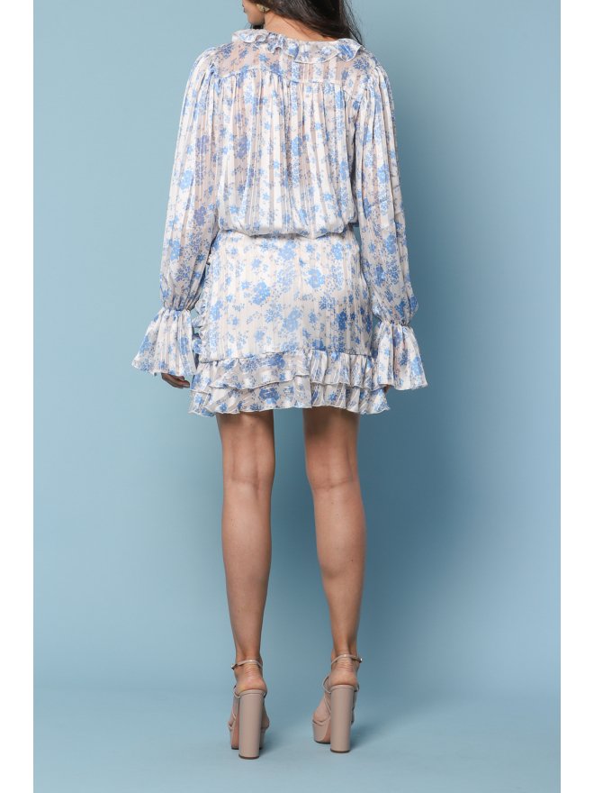TGH CAMASA CU VOLANE SI PRINT FLORI BLUE