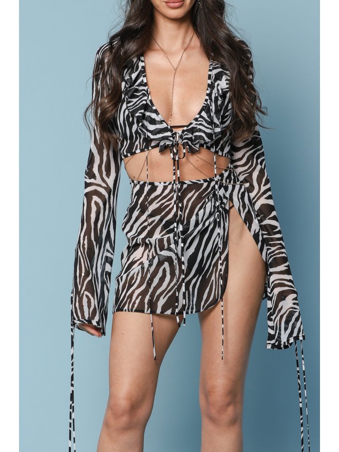 TGH CROP TOP BEACH VACAY ZEBRA PRINT CU SNURURI