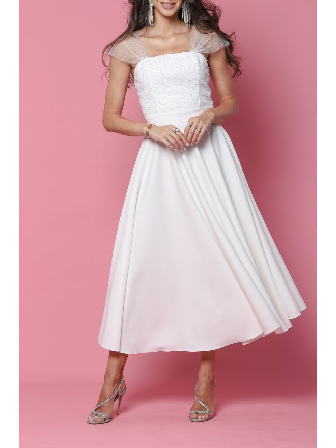 TGH ROCHIE MIDI BRIDAL PEARLS & LACE