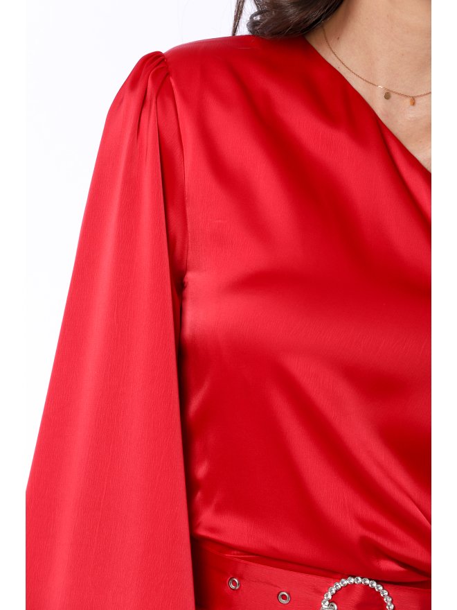 TGH ONE PUFFED SLEEVE SATIN MINI DRESS