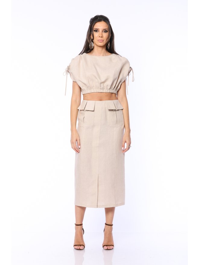 TGH LINO CROP TOP CU DRAPAJE