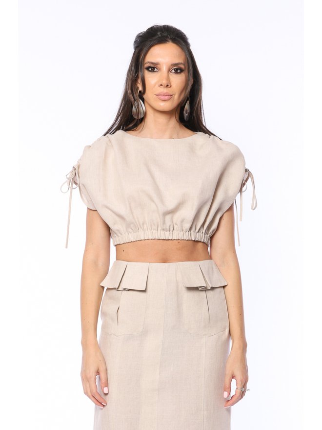 TGH LINO CROP TOP CU DRAPAJE