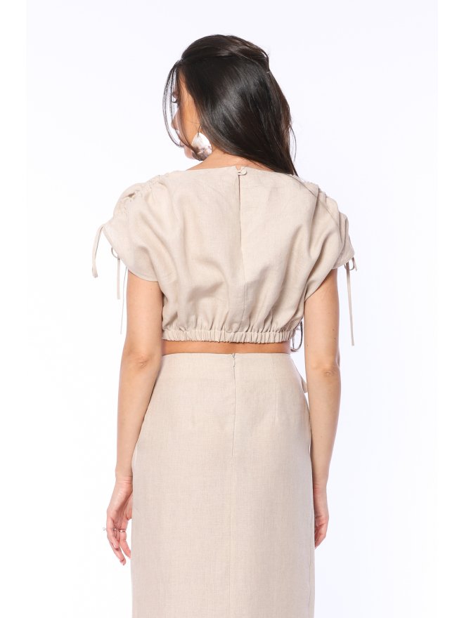 TGH LINO CROP TOP CU DRAPAJE