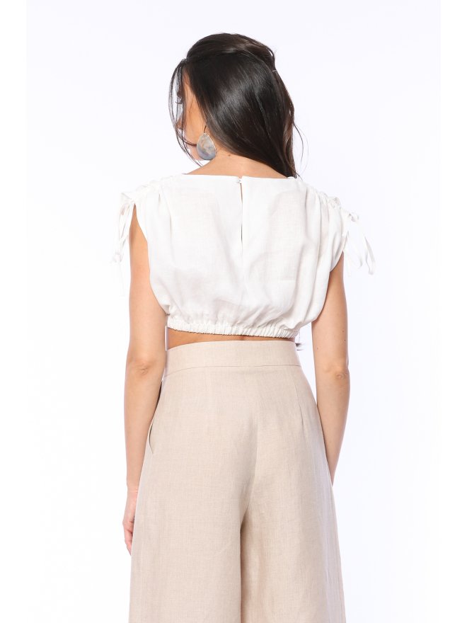 TGH LINO CROP TOP CU DRAPAJE