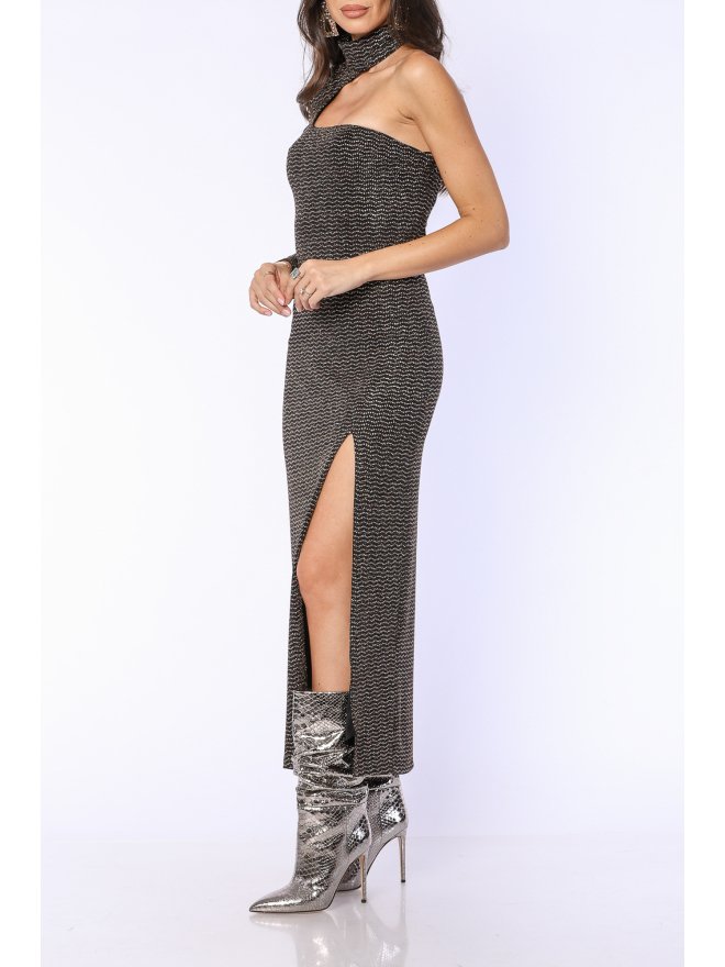 TGH ROCHIE MIDI CU DETALII GLITTER SI O MANECA