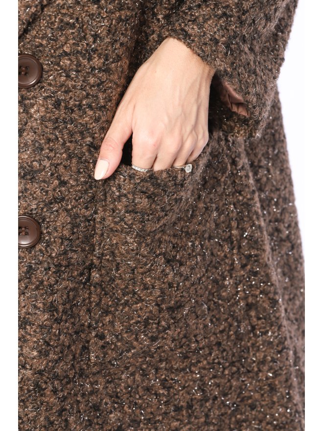 TGH PALTON MIDI BOUCLE GLIMMERY CU BUZUNARE MARI